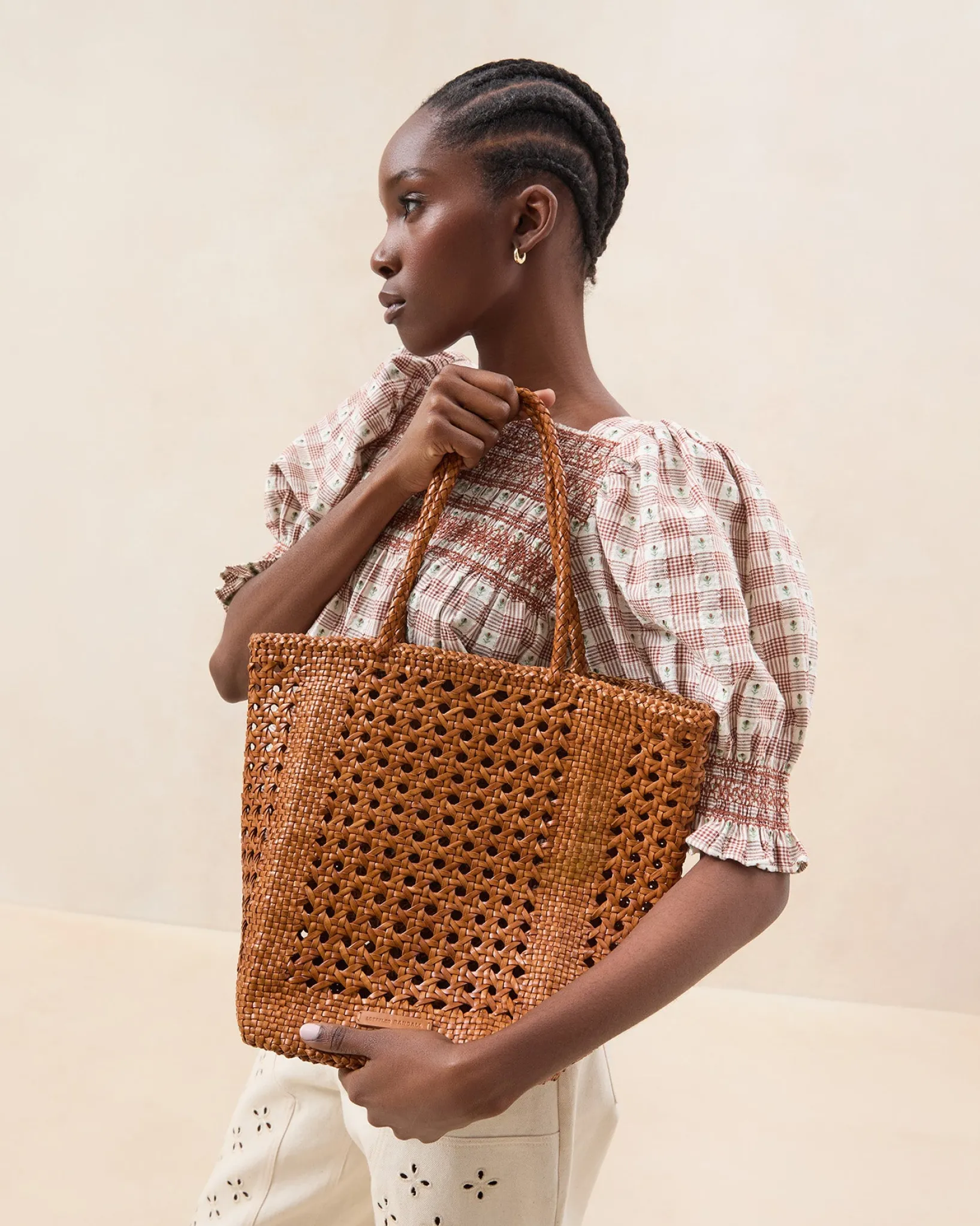 Best Loeffler Randall Angelo Timber Woven Leather Tote Timber />
