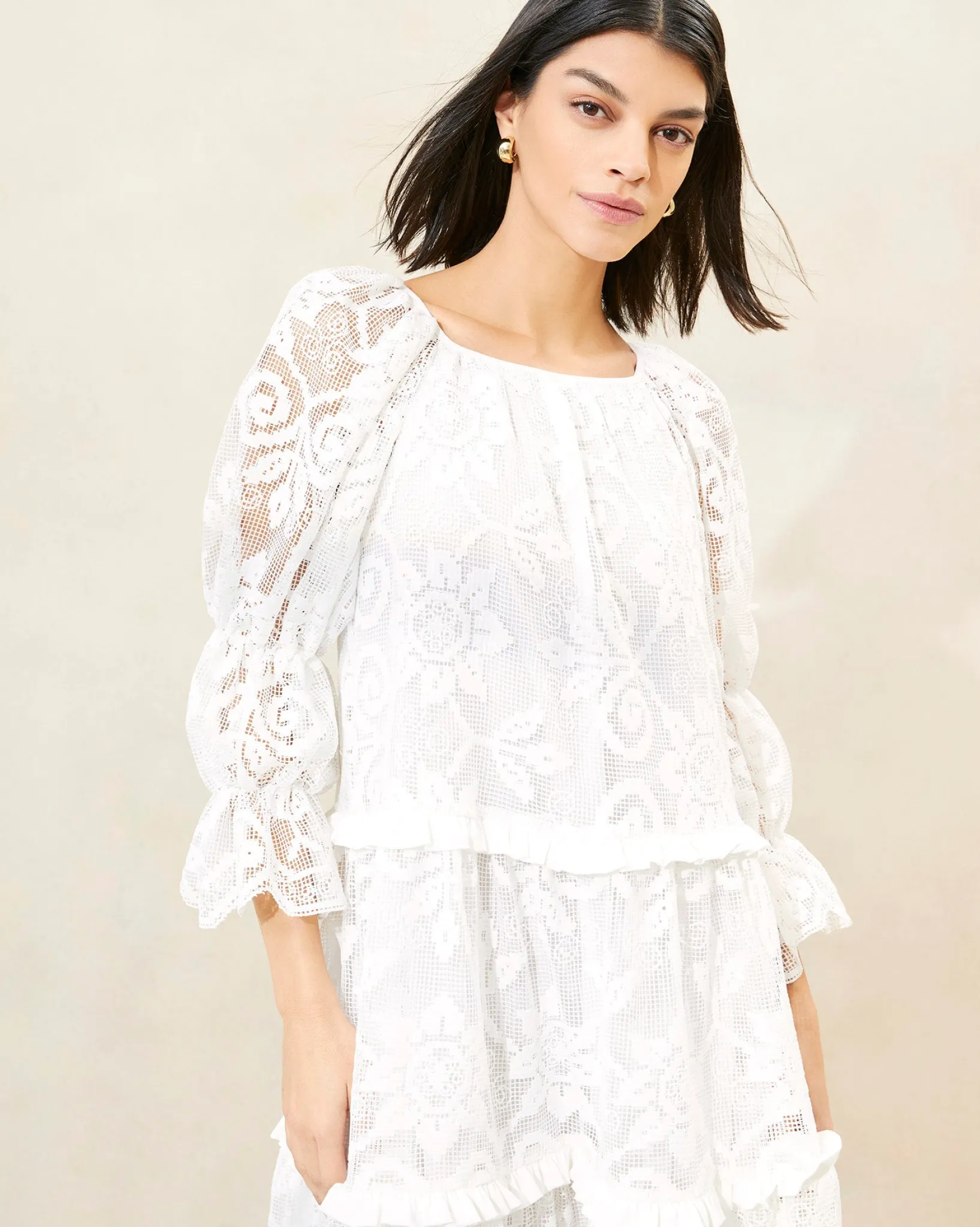 Discount Loeffler Randall Antoinette Tiered Lace Dress Sage