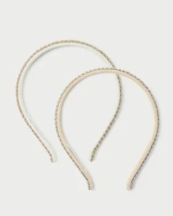 Sale Loeffler Randall Anya Gold/Hay Skinny Headband Set Gold/Hay />