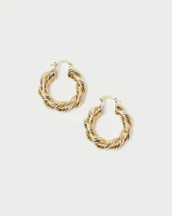 Clearance Loeffler Randall Atticus Gold Twisted Hoop Earrings Gold />