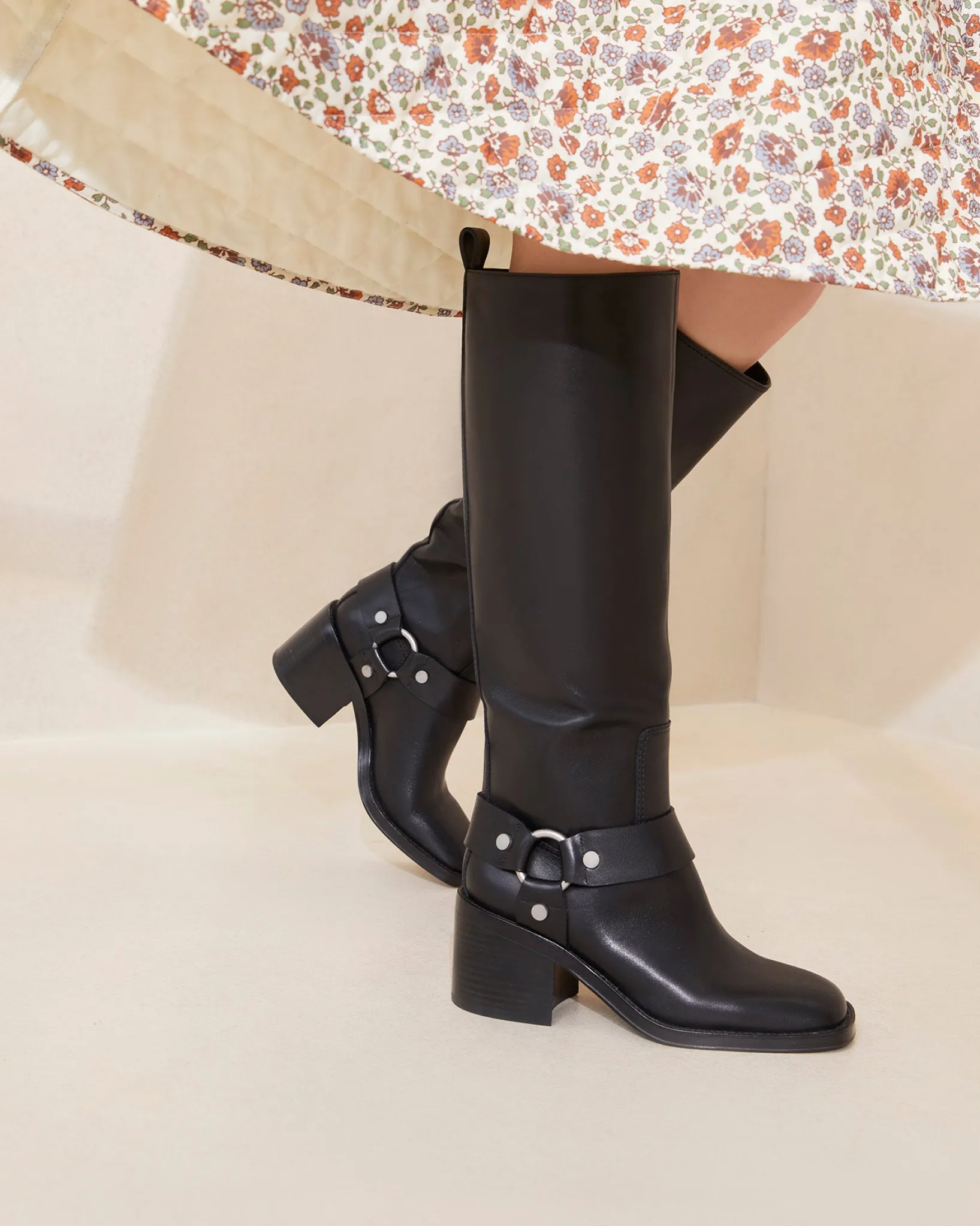 Loeffler Randall Audrey Black Tall Engineer Boot Black />