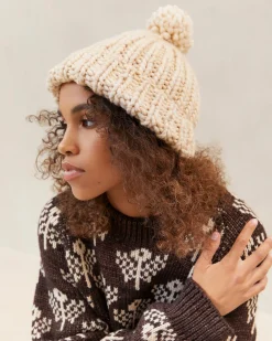 Online Loeffler Randall Ava Knit Pompom Hat Cream