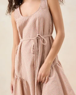 Loeffler Randall Avi Brown Gingham Swing Dress Brown Gingham />
