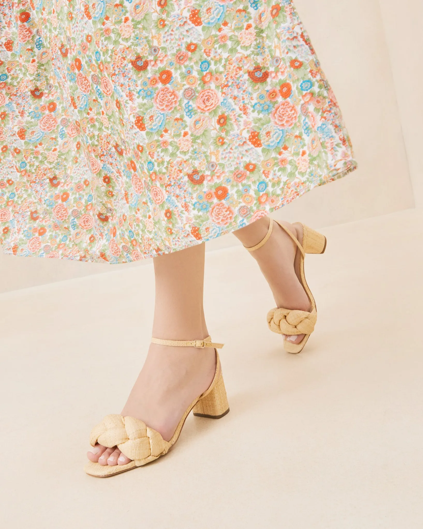 Loeffler Randall Avril Natural Raffia Heeled Sandal Natural />