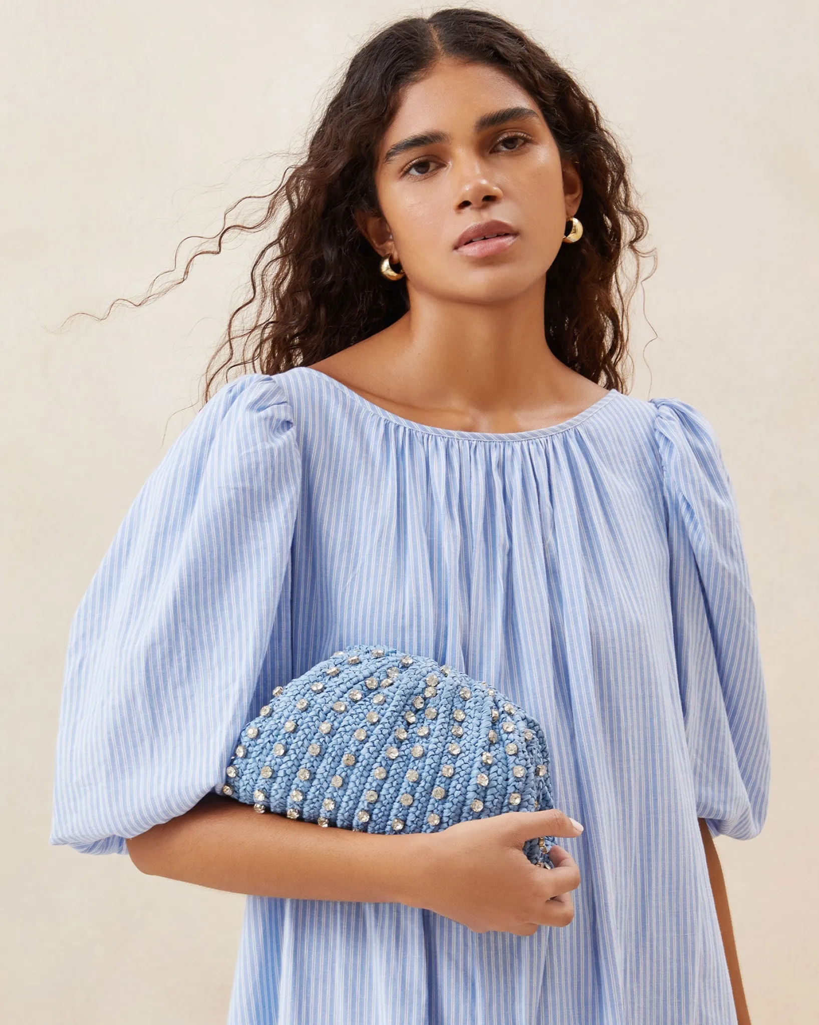 Clearance Loeffler Randall Bailey Blue/Crystal Dome Clutch Blue/Clear