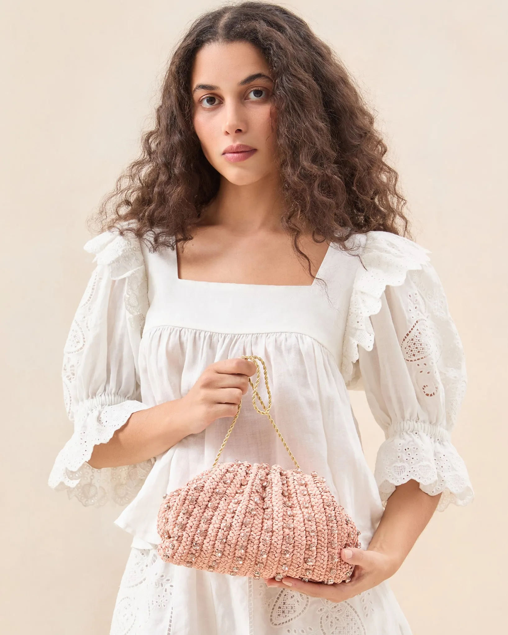 Best Loeffler Randall Bailey Blush/Crystal Dome Clutch Beauty