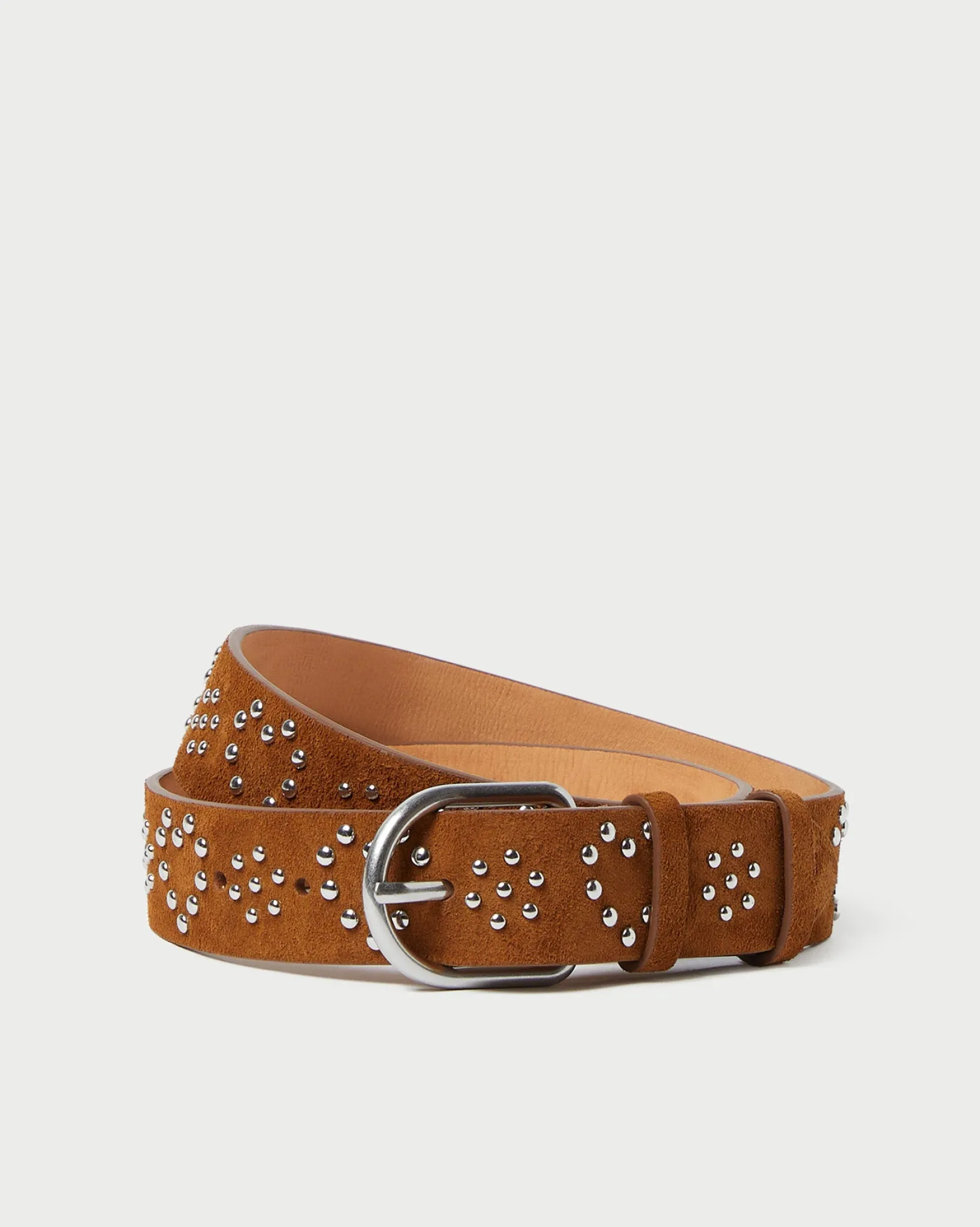 Online Loeffler Randall Beckett Cacao Suede Studded Belt Cacao/Silver />