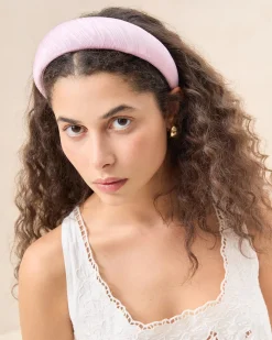 Hot Loeffler Randall Bellamy Blue Satin Puffy Headband Light Blue