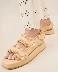 Hot Loeffler Randall Blaise Raffia Platform Sandal Brown