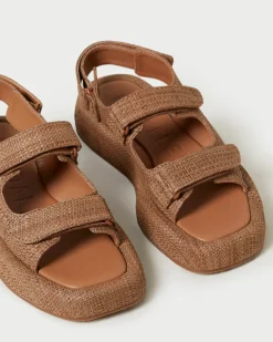 Hot Loeffler Randall Blaise Raffia Platform Sandal Brown