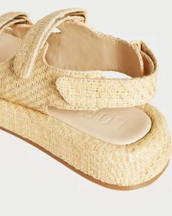 New Loeffler Randall Blaise Leather Platform Sandal Caramel