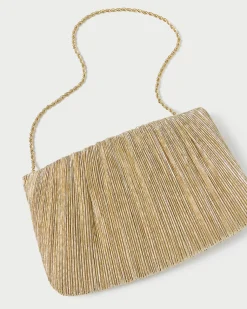 Outlet Loeffler Randall Brit Flat Pleated Clutch Cream
