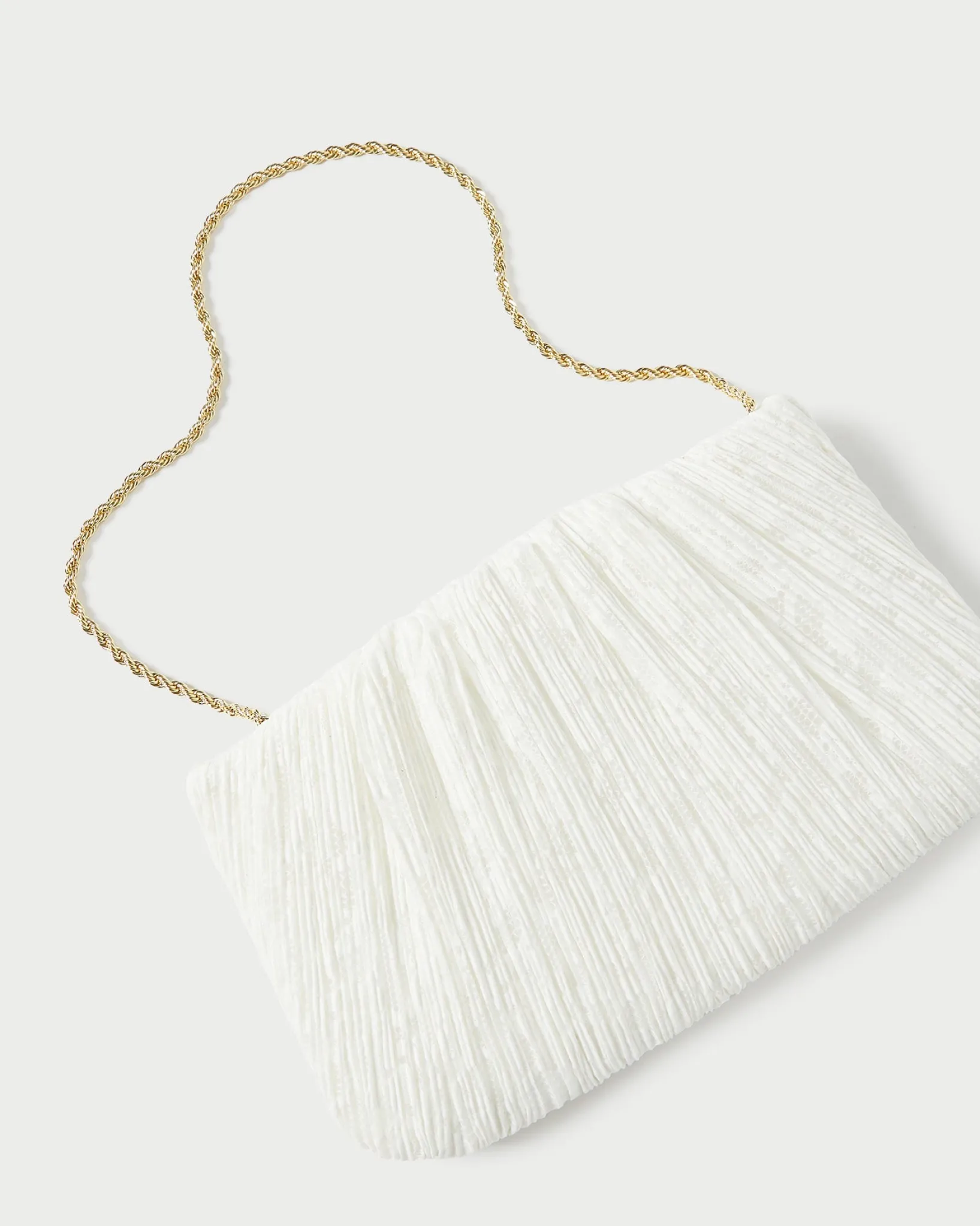 Loeffler Randall Brit Flat Pleated Clutch Pearl