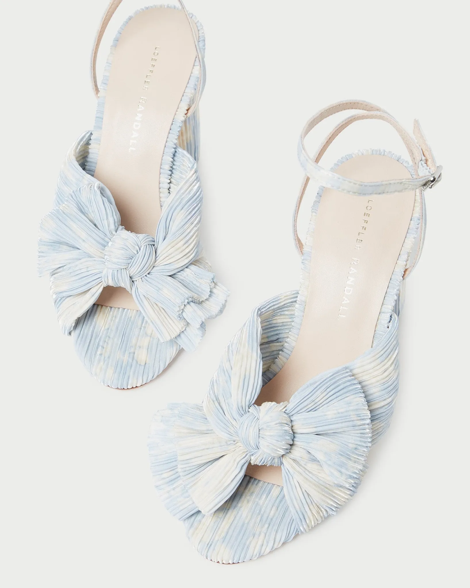 Hot Loeffler Randall Camellia Blue Floral Bow Heel Dusty Blue Floral