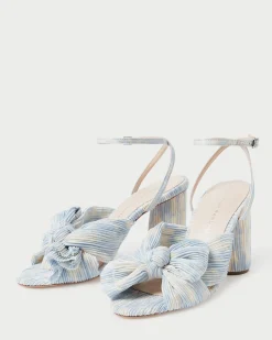 Hot Loeffler Randall Camellia Blue Floral Bow Heel Dusty Blue Floral