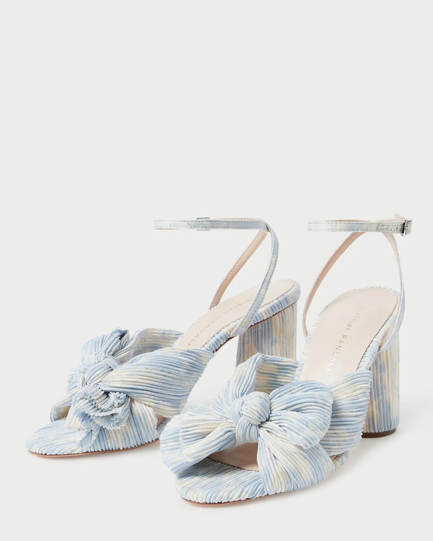 Hot Loeffler Randall Camellia Blue Floral Bow Heel Dusty Blue Floral