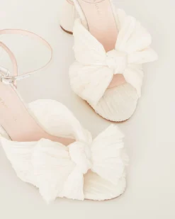 Sale Loeffler Randall Camellia Pearl Pleated Bow Heel Vegan Pearl
