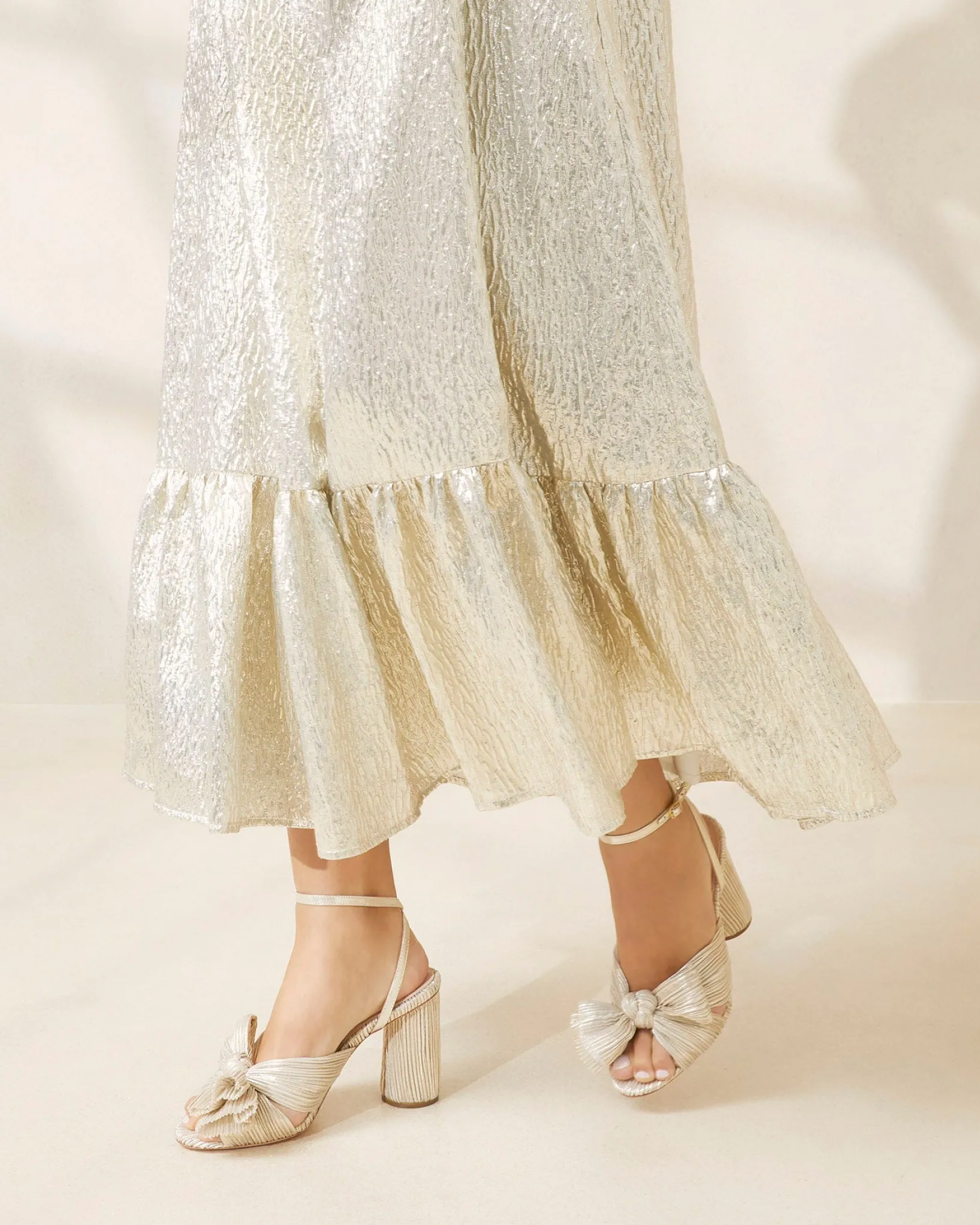 Sale Loeffler Randall Camellia Pearl Pleated Bow Heel Vegan Pearl