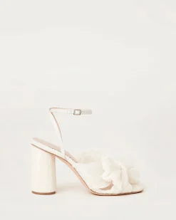 New Loeffler Randall Camellia Pleated Bow Heel White