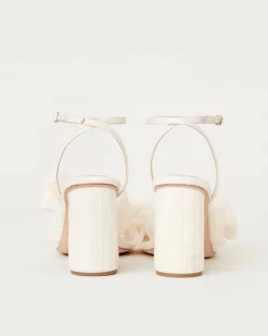 New Loeffler Randall Camellia Pleated Bow Heel White