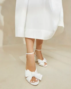 New Loeffler Randall Camellia Pleated Bow Heel White