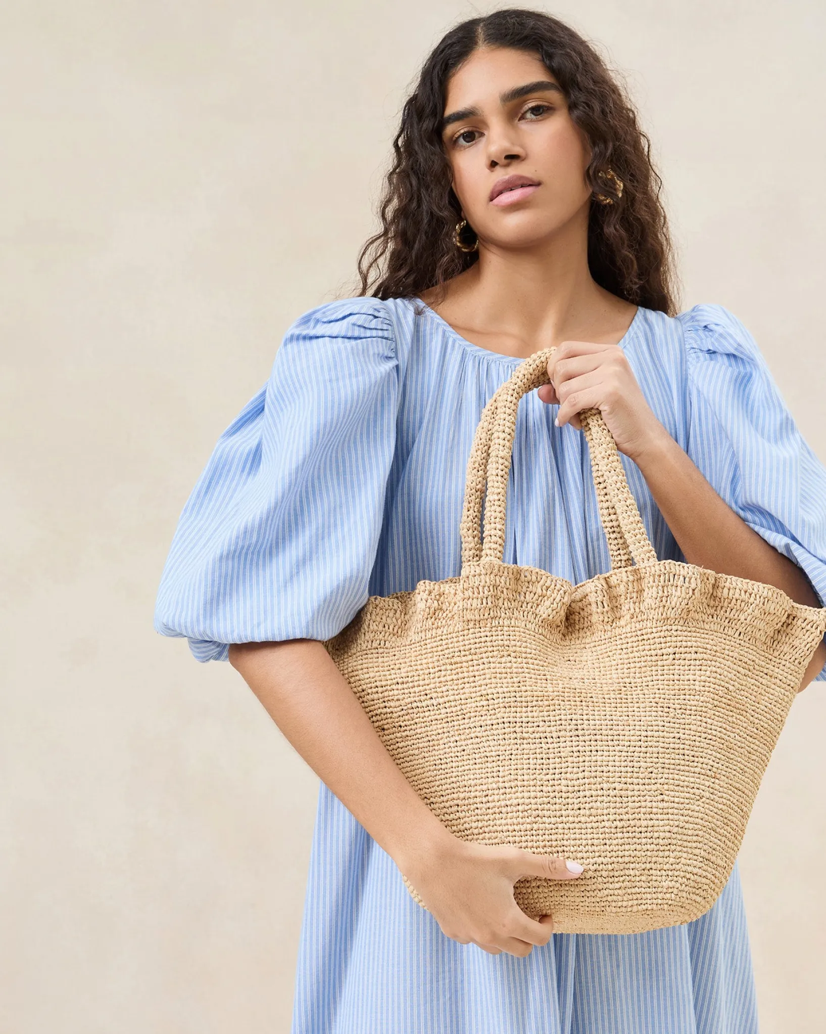 Best Loeffler Randall Cyrus Natural Ruffled Woven Tote Natural />