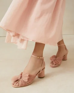 Sale Loeffler Randall Dahlia Pleated Bow Heel Champagne