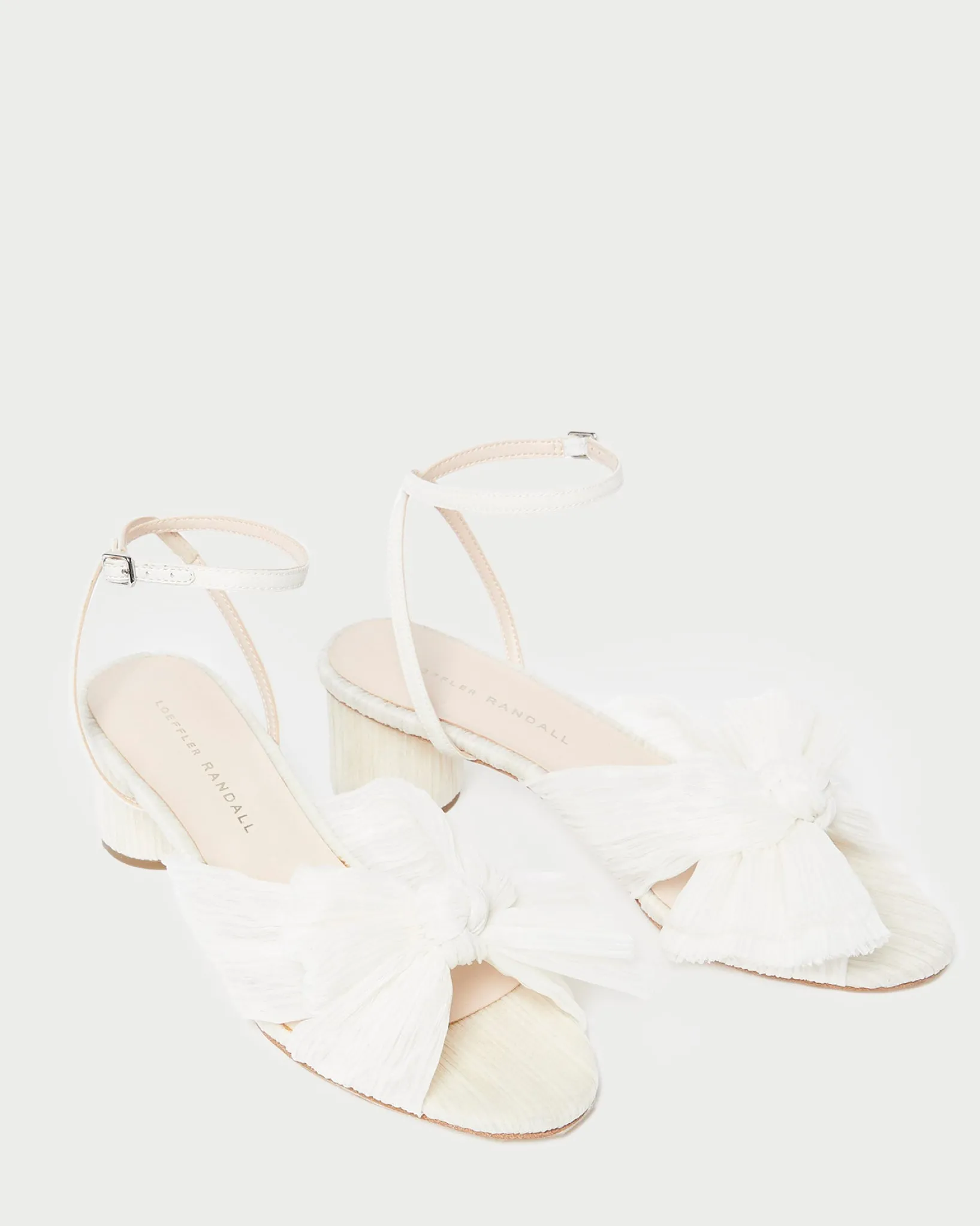Outlet Loeffler Randall Dahlia Pearl Pleated Bow Heel Vegan Pearl