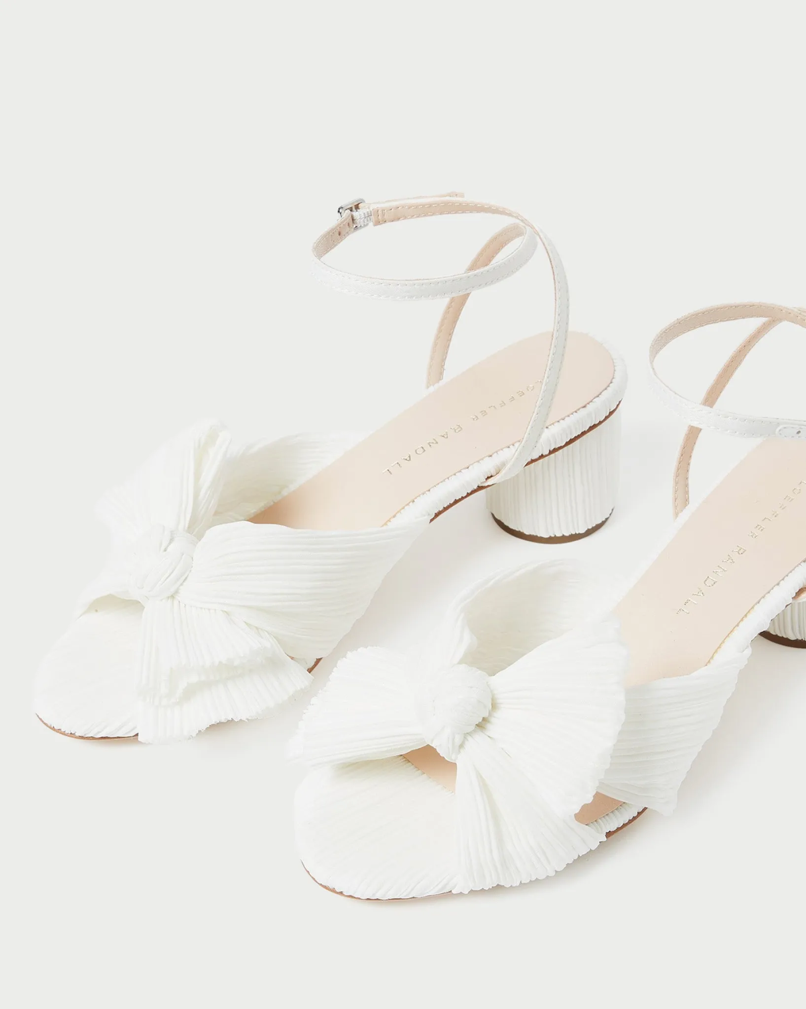 Outlet Loeffler Randall Dahlia Pearl Pleated Bow Heel Vegan Pearl