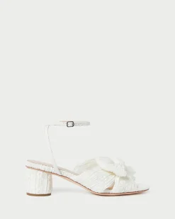 Loeffler Randall Dahlia White Lace Bow Heel White/Cream
