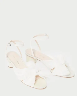Loeffler Randall Dahlia White Lace Bow Heel White/Cream