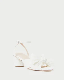 Loeffler Randall Dahlia White Lace Bow Heel White/Cream