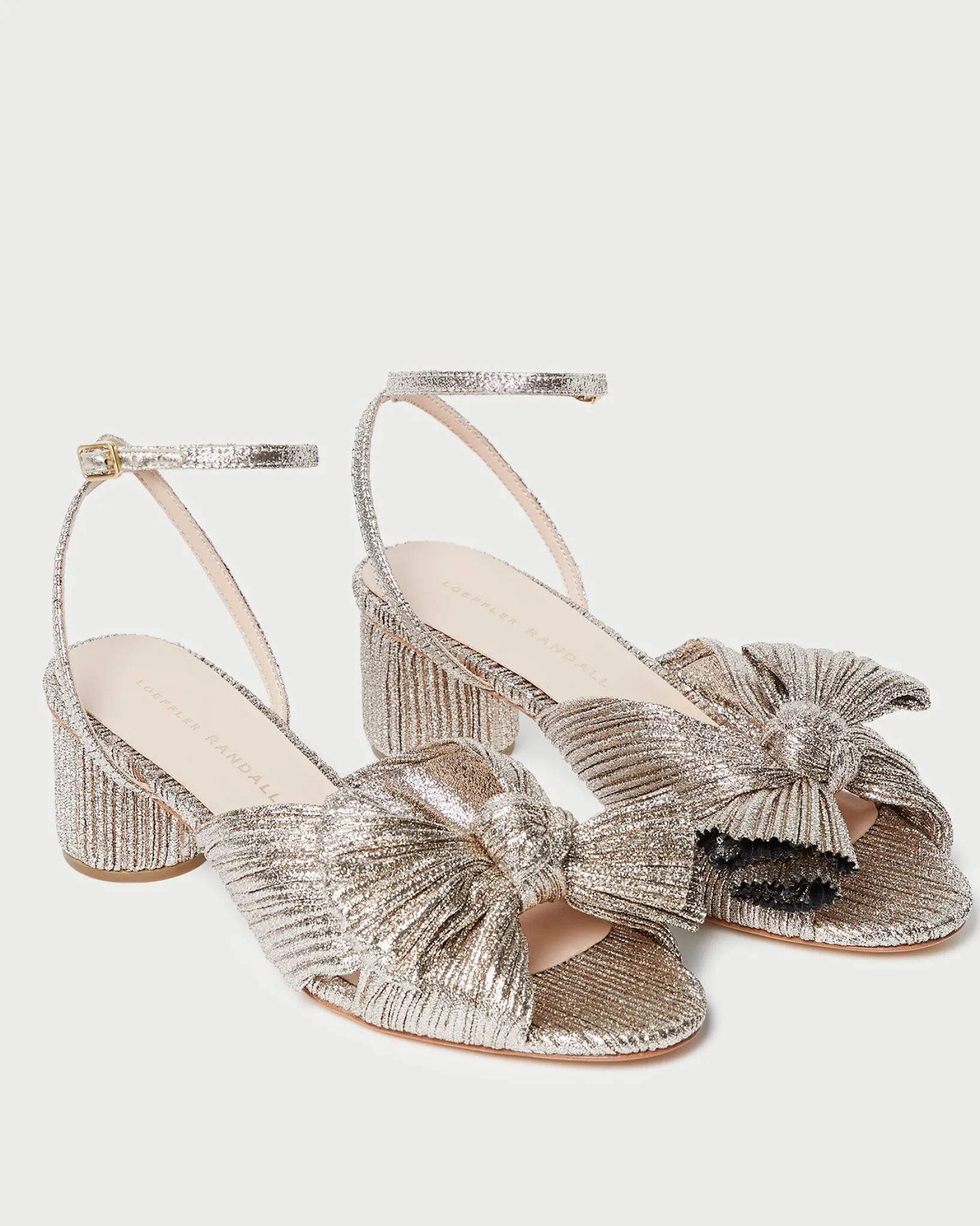 New Loeffler Randall Dahlia Pleated Bow Heel White