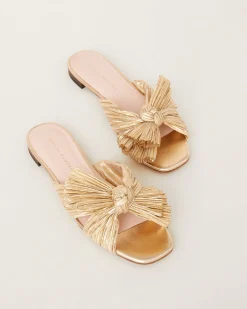 Hot Loeffler Randall Daphne Pleated Bow Slide Gold