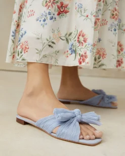 Hot Loeffler Randall Daphne Pleated Bow Slide Gold