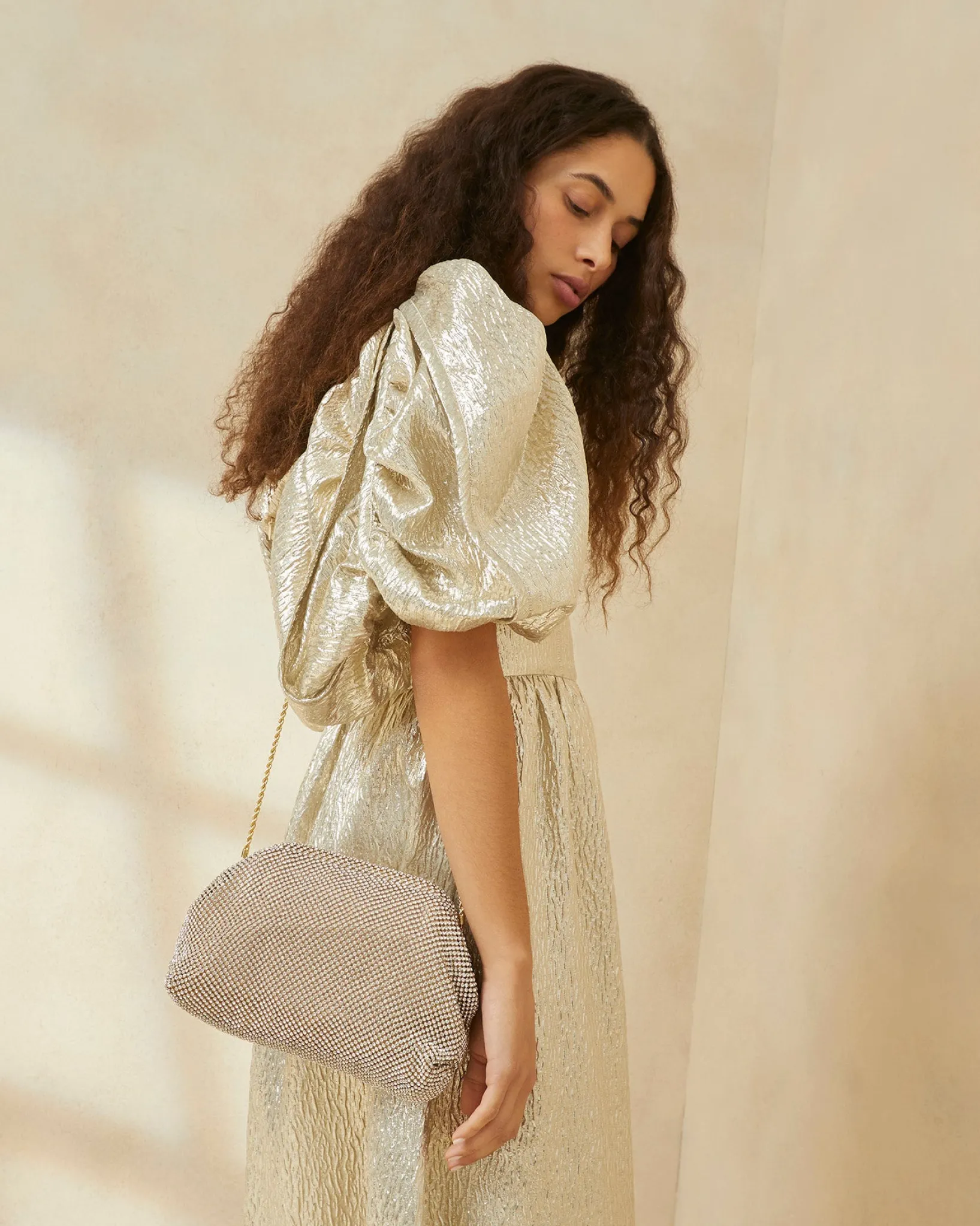 Best Loeffler Randall Doreen Gold Diamanté Frame Pouch Gold />