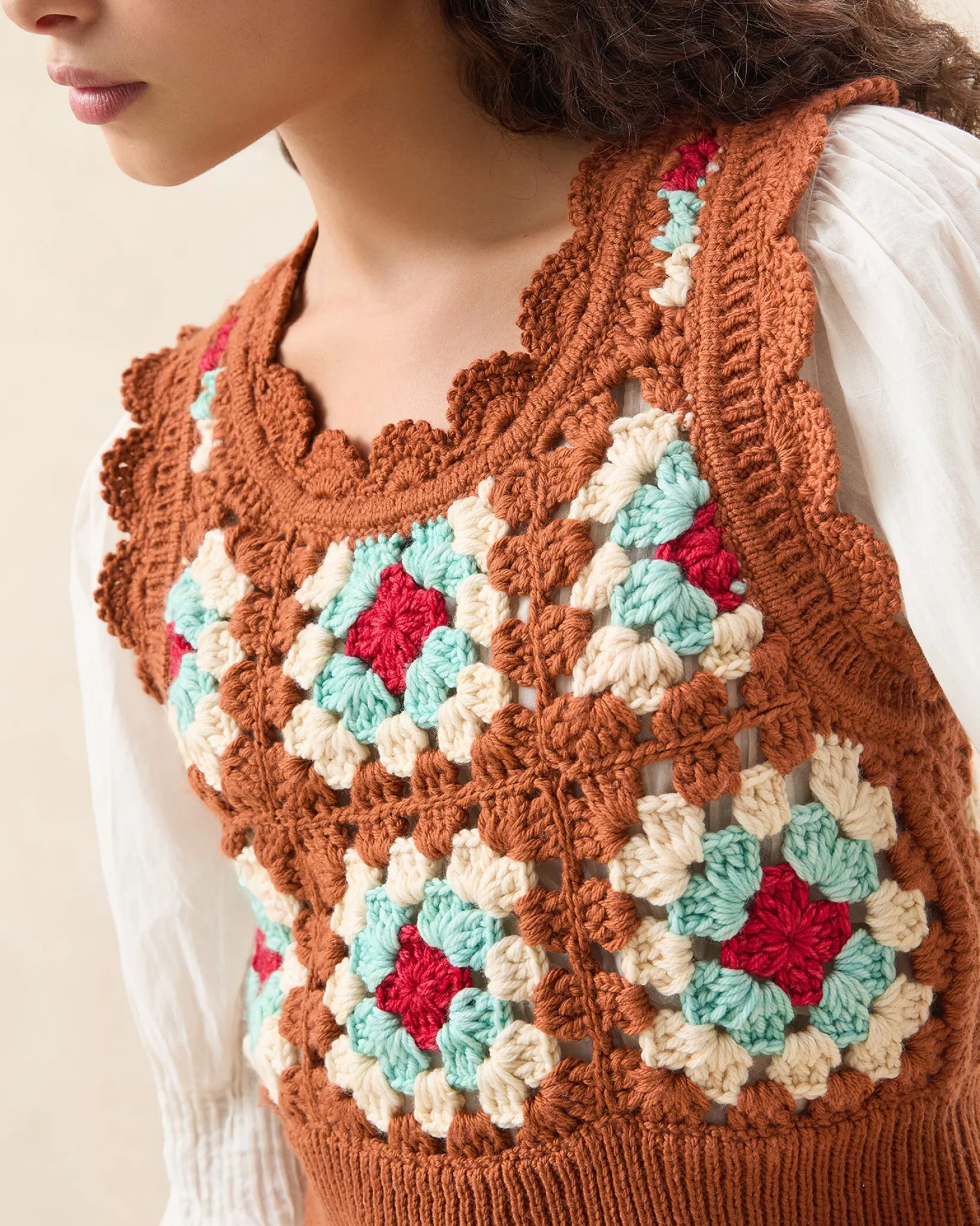 Online Loeffler Randall Eddie Brown/Cream Floral Vest Brown/Cream Floral />