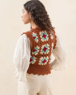 Online Loeffler Randall Eddie Brown/Cream Floral Vest Brown/Cream Floral /><noscript><img width=