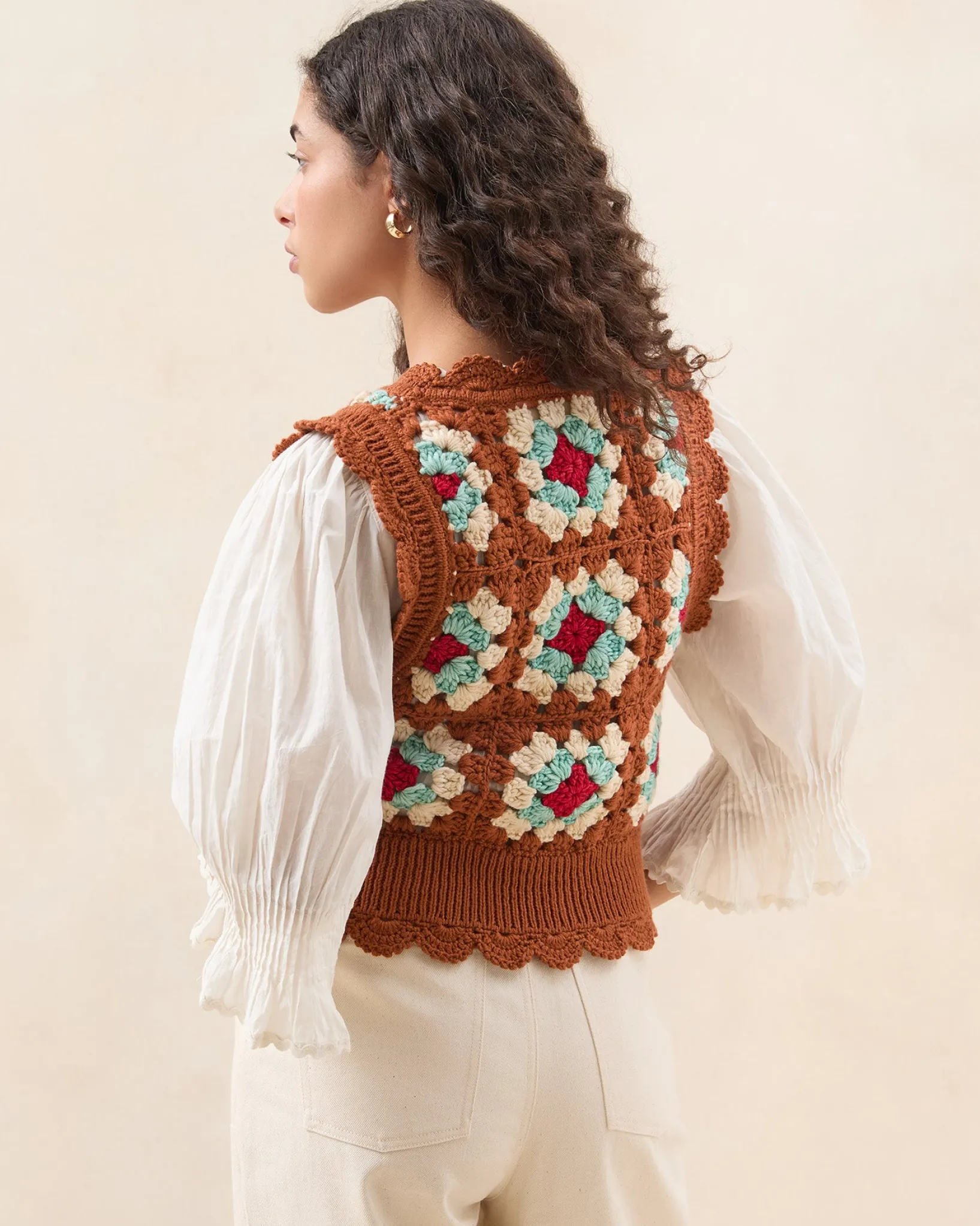 Online Loeffler Randall Eddie Brown/Cream Floral Vest Brown/Cream Floral />