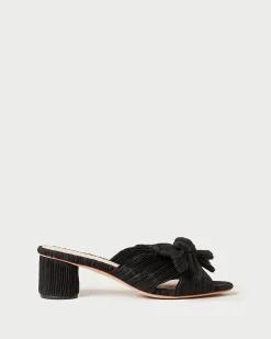 New Loeffler Randall Emilia Pleated Bow Heel Black