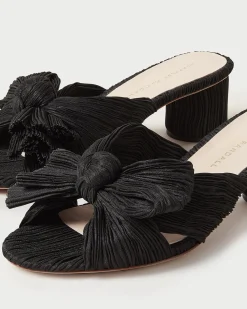 New Loeffler Randall Emilia Pleated Bow Heel Black