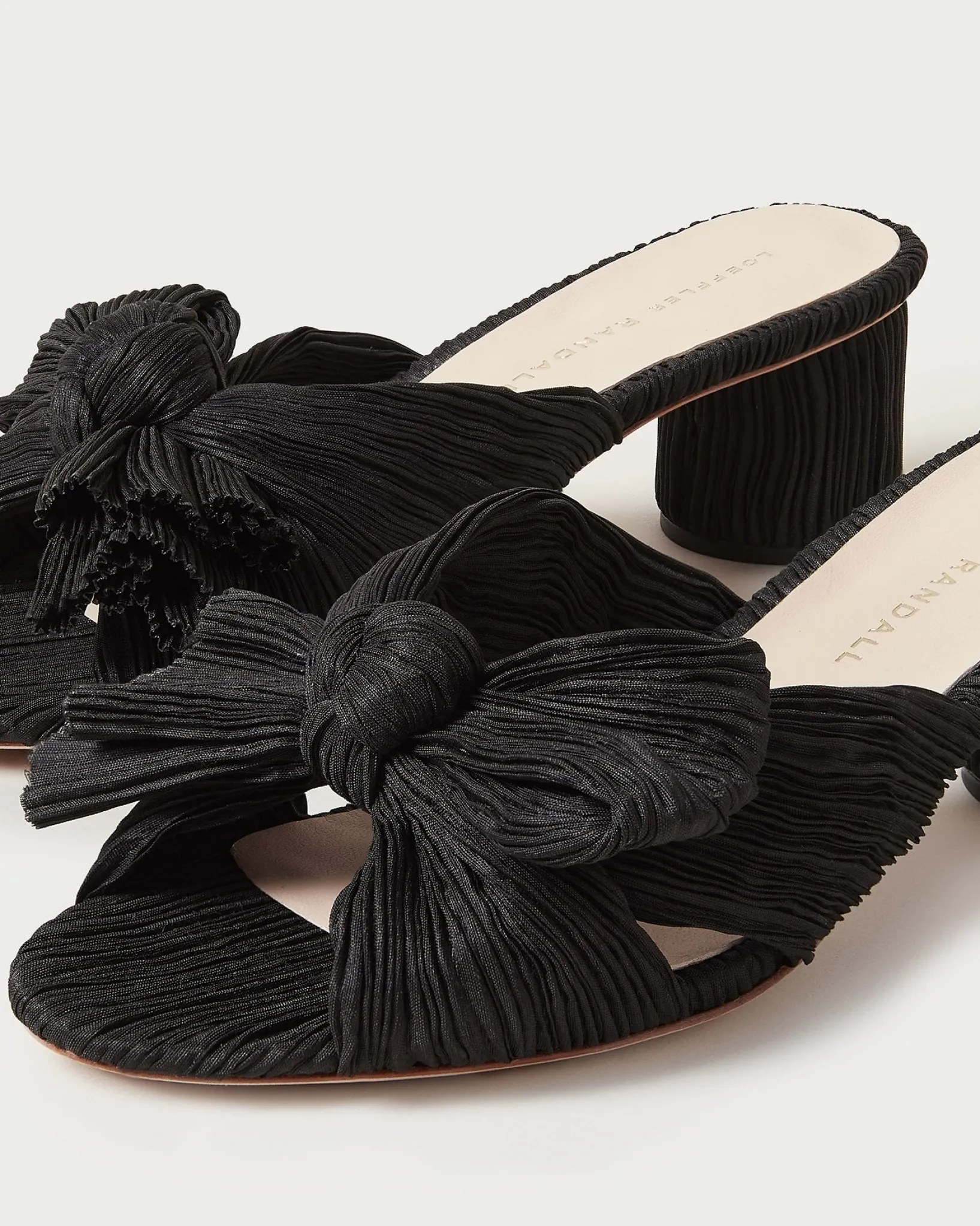 New Loeffler Randall Emilia Pleated Bow Heel Black