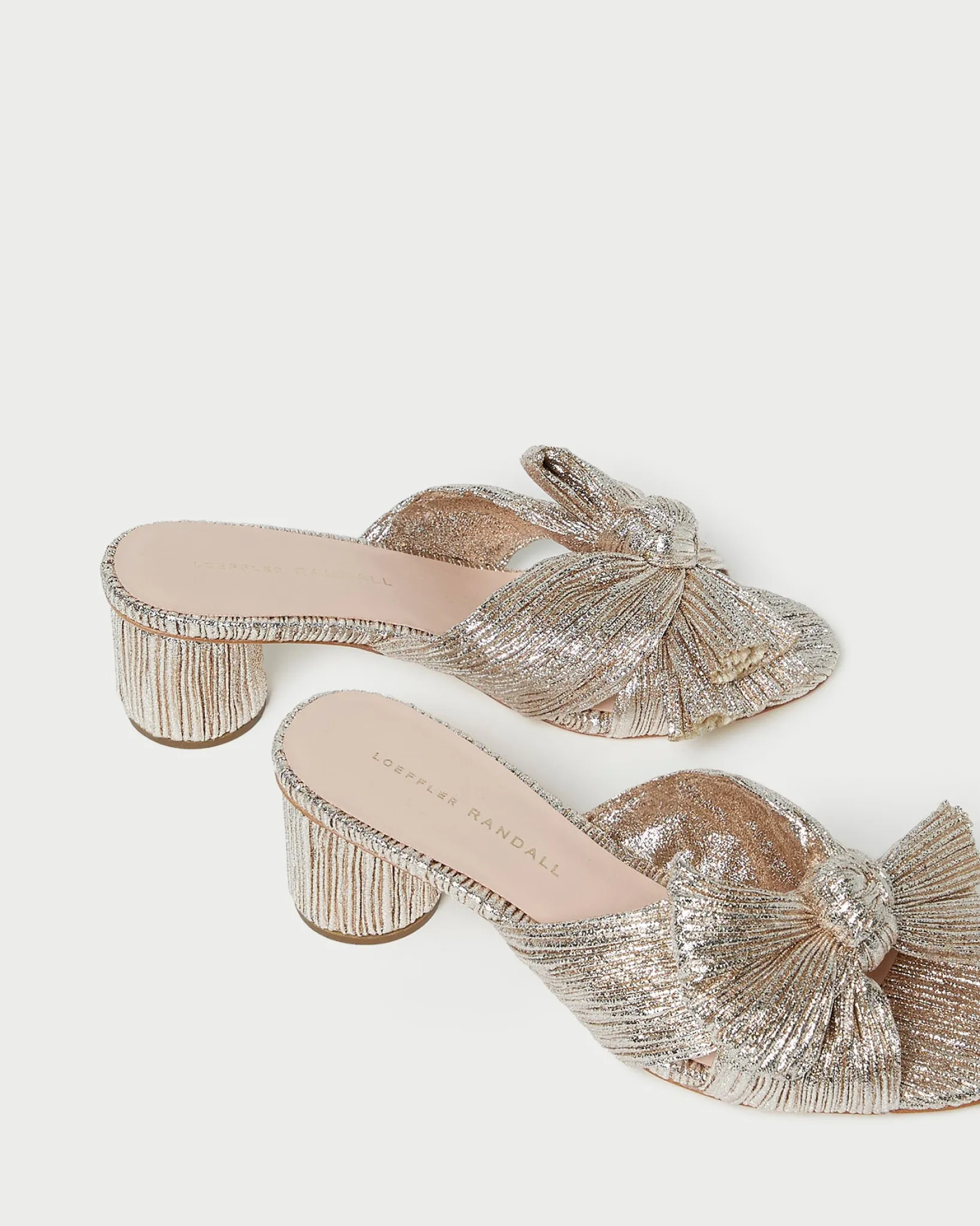 Loeffler Randall Emilia Pleated Bow Heel Gold