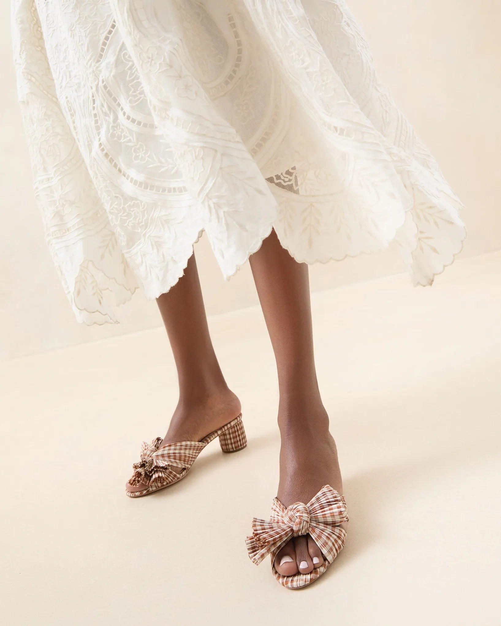 Loeffler Randall Emilia Pleated Bow Heel Gold