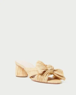 Loeffler Randall Emilia Pleated Bow Heel Natural