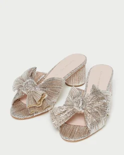Loeffler Randall Emilia Pleated Bow Heel Natural