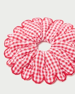 Hot Loeffler Randall Frankie Scallop Scrunchie Red Gingham