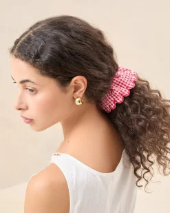 Hot Loeffler Randall Frankie Scallop Scrunchie Red Gingham