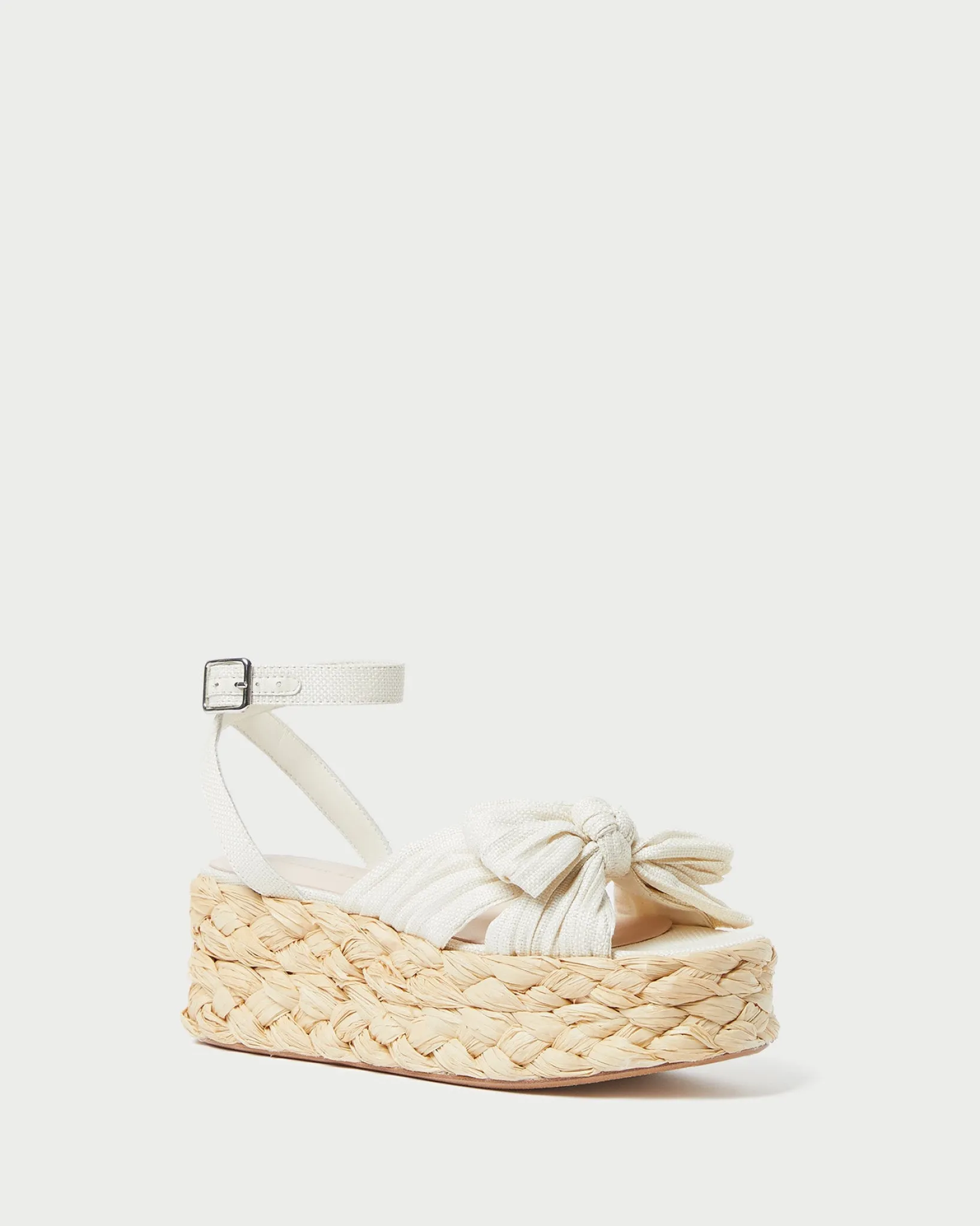 New Loeffler Randall Gaby Pleated Bow Espadrille Natural