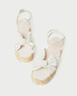New Loeffler Randall Gaby Pleated Bow Espadrille Natural